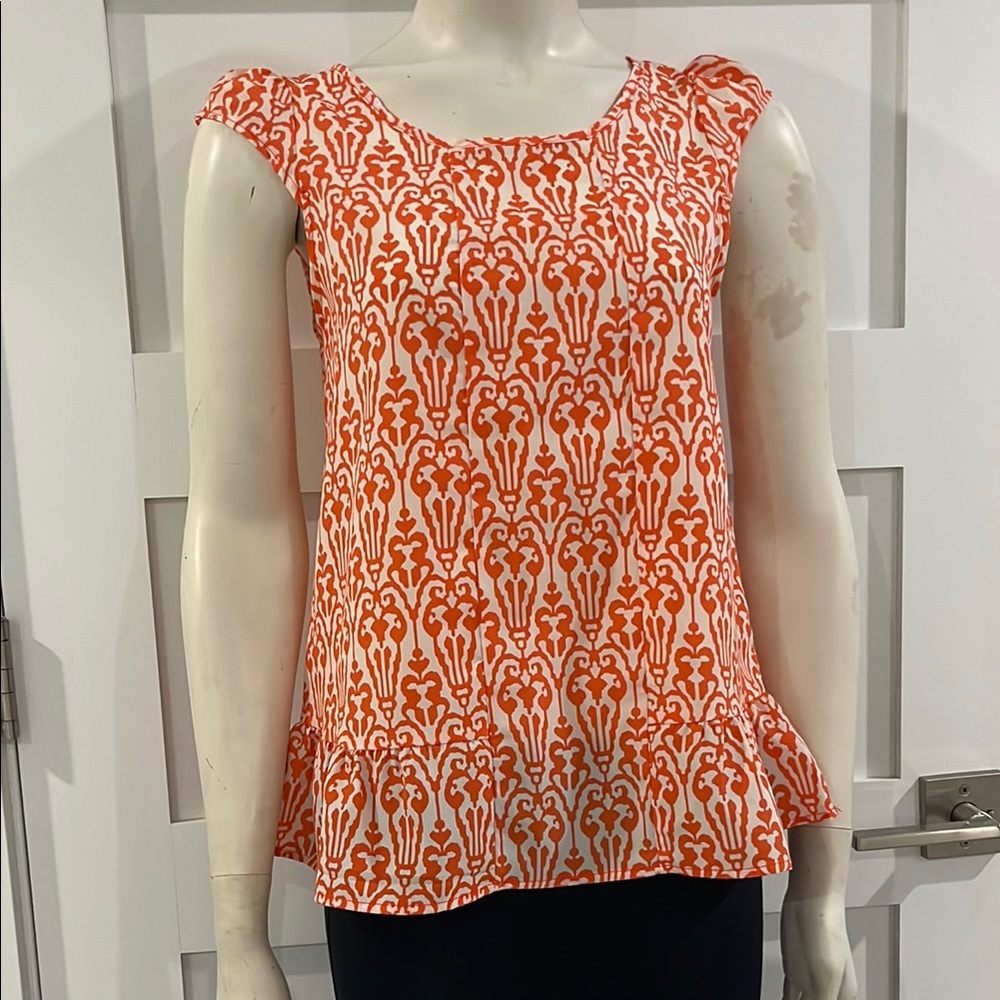 Dee Elle Small Orange and White Patterned Blouse